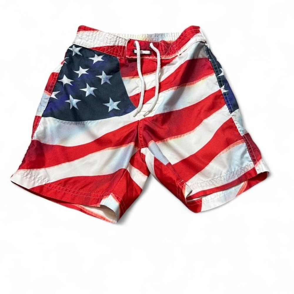 Vintage Old Navy Boys American Flag Swim Trunks
